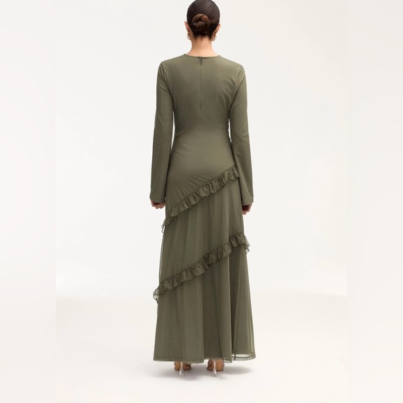 Sabrina Waterfall Maxi Dress - Smokey Olive from Veiled Collection - Picture 4 of 5